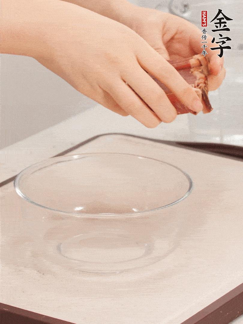 火腿切片、溫水浸泡5分鐘